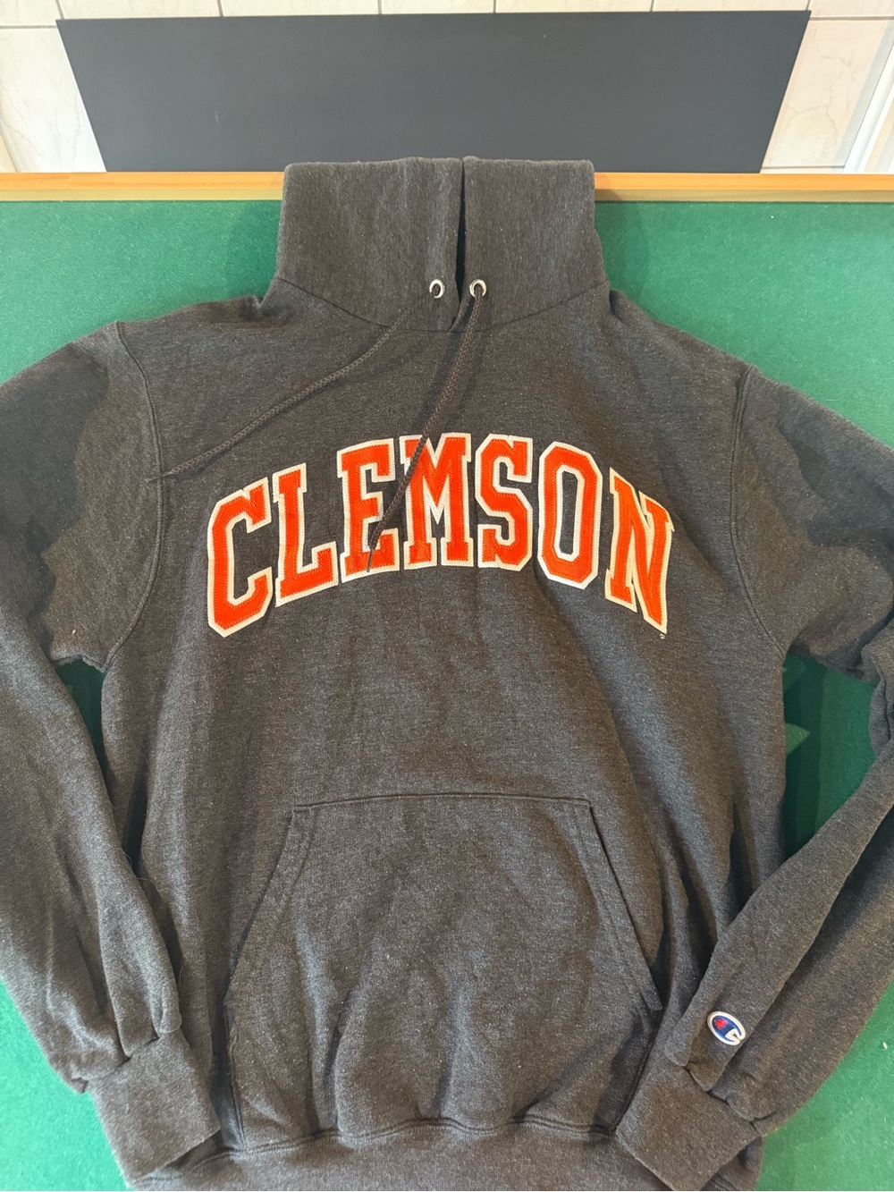 Champion Charcoal Gray Crewneck Sweatshirt with Orange Clemson Appliqué